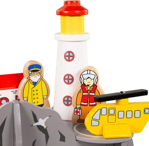Vista 3 de Bigjigs Rail Túnel de 4 vías del faro - Juego de tren de madera Accesorios