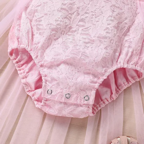 Vista 92 de Traje de bebé niña primer cumpleaños traje de encaje tul mameluco princesa tutú vestido de un año cumpleaños pastel Smash fotografía ropa