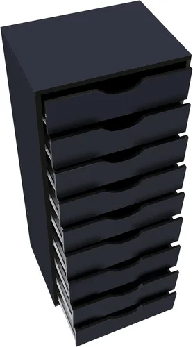 Vista 4 de Naomi Home Bianca - Cómoda alta y estrecha de 9 cajones, gabinete de almacenamiento compacto de 13.8 pulgadas de ancho negro con cajones