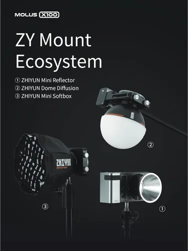 Vista 2 de ZHIYUN MOLUS X100 Combo de luz LED bicolor para estudio de video, luces COB de bolsillo de 100 W, 2700 K ~ 6500 K, modo de música de control