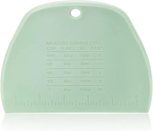 Vista 3 de Picador de verduras - Cortador de acero inoxidable arrugado / cuchillo ondulado para verduras y papas fritas y raspador de masa de plástico / Verde