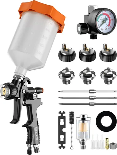 Vista 7 de Pistola Pulverizadora de Pintura SICOPRO LVLP, Pulverizador de Pintura de Aire para Pintura de la Casa; Juego Premium de Pistolas de Pintura