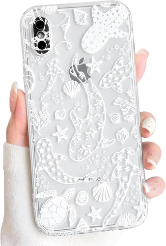 Vista 115 de NITITOP Funda para iPhone 13 Clear Sea Animal - Pez negro Pescado Negro