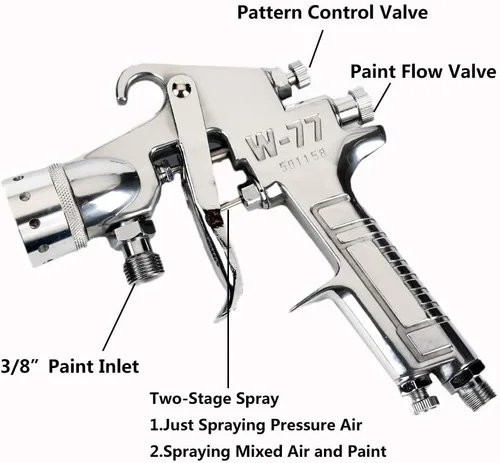 Vista 3 de Pulverizador neumático de pintura de alimentación a presión,Pistola de pulverización de aire para pintura de pared,Pintura de capa principal 0.098 in
