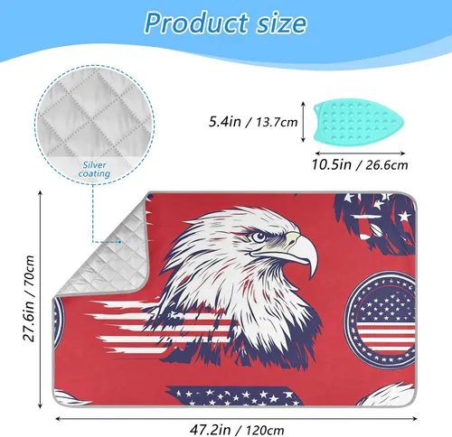 Vista 2 de Alfombrilla de planchar roja con bandera estadounidense para mesa, portátil, para lavadora, secadora, encimera, viajes Bandera Americana Águila