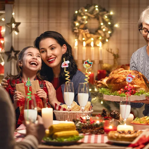 Vista 7 de 25 regalos de fiesta de Navidad con purpurina, regalos de actividades de Navidad, pajitas locas para beber, regalos para niños y adultos