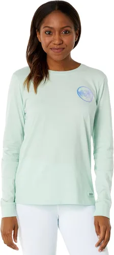 Vista 2 de Life is Good Camiseta de manga larga con palmeras retro para mujer