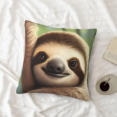 Vista 5 de Fundas de almohada decorativas de 20 x 20 pulgadas, fundas de almohada de doble cara para sofá, lindo perezoso, fundas de almohada de felpa suave