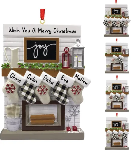 Vista 11 de Adornos de Navidad personalizados para familia de 2, adornos de Navidad familiares personalizados con nombres, decoraciones de Navidad