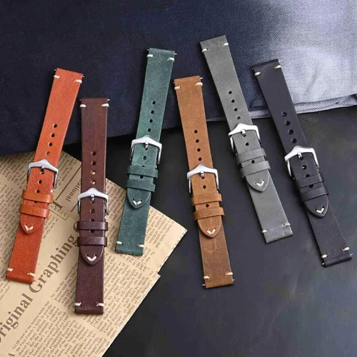Vista 7 de BISONSTRAP Correas de reloj para hombre, correas de reloj de cuero cosidas a mano, liberación rápida, 0.709 in, 0.748 in, 0.787 in, 0.827 in, 0.866