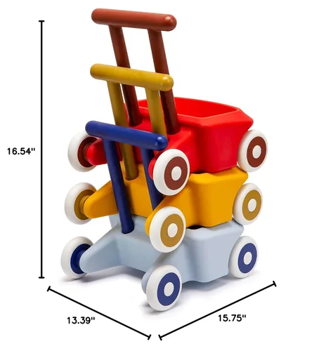 Vista 9 de Italtrike Roberto Baby Walker, juguete para bebé de empujar y tirar, aprender a caminar, niños pequeños, freno de seguridad, compartimento