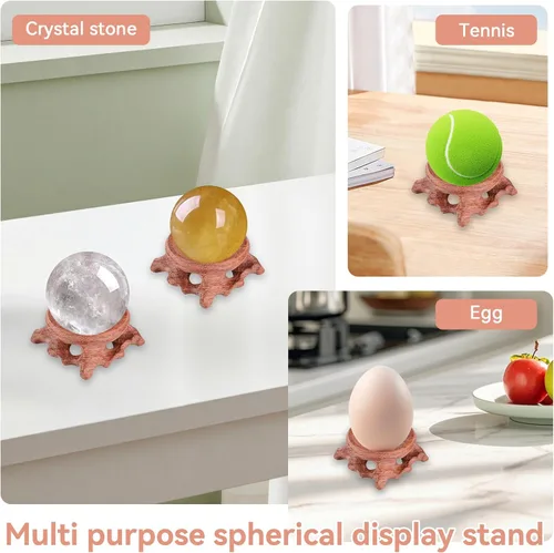 Vista 5 de Soporte de madera para esfera de cristal, 1.6 pulgadas, mini soporte de exhibición de madera para bola de cristal, soporte de bola decorativo