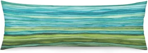 Vista 10 de Funda de almohada corporal a rayas blancas y negras, fundas de almohada a rayas blancas y negras, funda de almohada larga moderna con cremallera