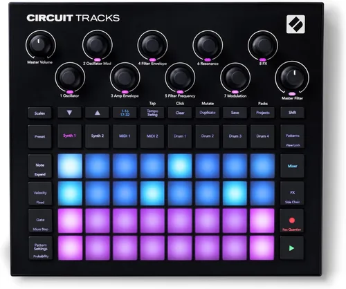 Vista 10 de Novation Circuit Rhythm: Sampler y groovebox con ocho pistas de muestras para crear y realizar beats