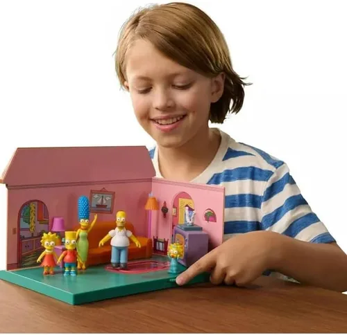 Vista 6 de Jakks Pacific The Simpsons Diorama Figuras familiares Juego de sala de estar con efectos interactivos, a partir de 4 años
