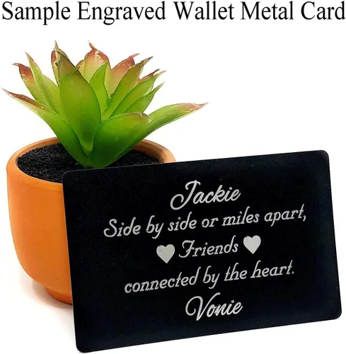 Vista 5 de Tarjeta metálica con mensaje personalizado grabado en ambos lados, aniversario para hombres y mujeres, insertos de billetera grabados, nota de amor