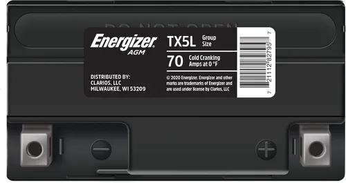 Vista 2 de Energizer TX5L AGM - Batería para motocicleta y ATV de 12 V, 70 amperios de arranque en frío y 4 Ahr, reemplaza: YTX5L-BS y otros, negro
