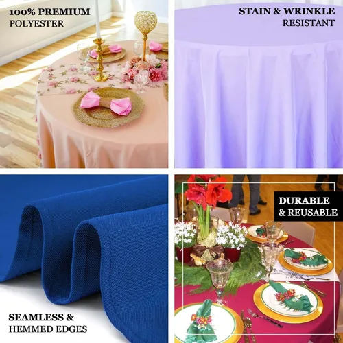 Vista 3 de Efavormart - Mantel redondo de poliéster de 90 pulgadas sin costuras de calidad comercial para banquetes de boda, restaurante