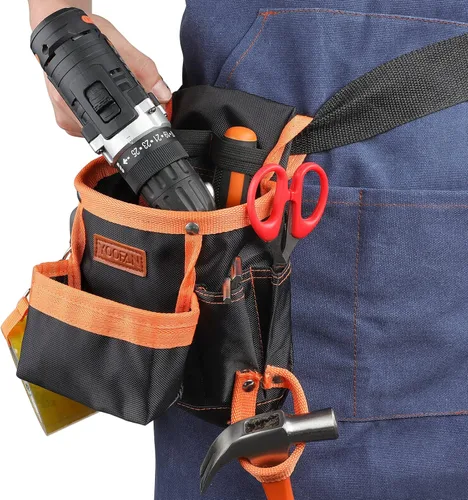 Vista 6 de YOOFAN Bolsa de herramientas - Cinturón de herramientas para electricista, carpintero, técnico de construcción, jardinería, accesorios de trabajo
