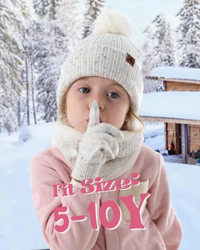 Vista 5 de Toddler Kids Winter Hats Gloves Scarfs Beanie Mittens Neck Warmer for 0 6 12 Months 1 2 3 4-8 Year Old Baby Girls Boys Gifts