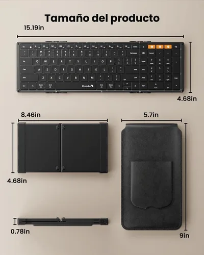 Vista 8 de ProtoArc XK01 Plus Teclado plegable retroiluminado, 105 teclas de tamaño Negro