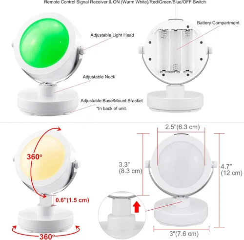 Vista 6 de Luces LED de acento que funcionan con pilas, luz de imagen regulable con control remoto, 12 luces de arte que cambian de color, luz de disco