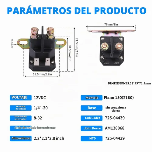 Vista 3 de Stylemafia Solenoide de arranque compatible con John Deere AM138068 MTD 725-04439, apto para tractor cortacésped John Deere MTD Cub Cadet