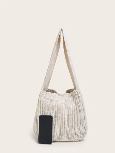 Vista 6 de ENBEI Bolsa Tote de Ganchillo para Mujeres, Bolsa de Hombro Tejida, Bolsa Estética, Linda Bolsa Tote Ecológica para Viajes, Uso Diario, Empaquetado