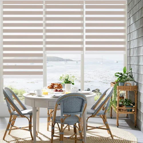 Vista 17 de Changshade Smart Motorized Zebra Blinds Blackout Remote Control Work with Alexa, Google Home, Apple Homkit, Custom Size Electric Power Indoor Window