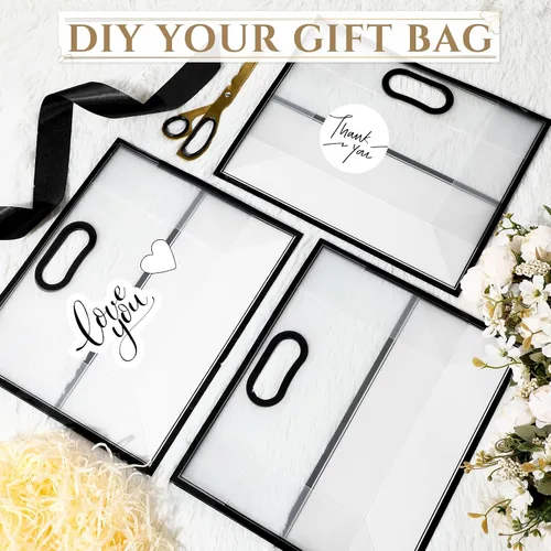Vista 3 de Aliceset - 12 bolsas de regalo grandes de plástico transparente negro