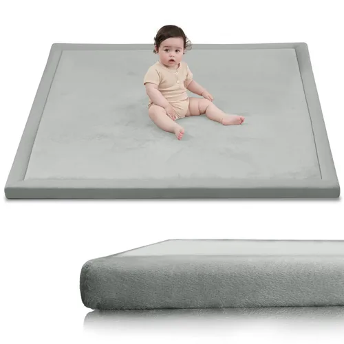 Vista 45 de Huloo Sleep - Tapete de juego para la habitación de bebés y niños pequeños, anticaídas, de espuma elástica de 1.3" de grosor, 28" x 72", terciopelo