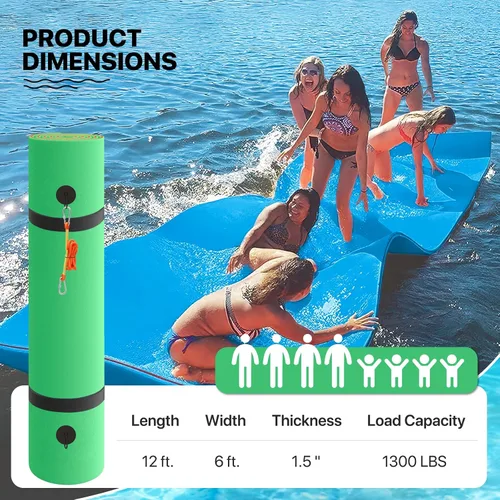 Vista 2 de MADOG - Alfombra de agua flotante para exteriores, para adultos, flotadores gigantes de piscina de 12 pies/18 pies para piscina, lago y océano, 3