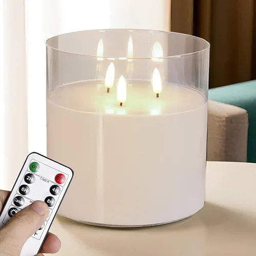 Vista 10 de Velas de té recargables sin llama con temporizador remoto y base de carga, velas LED que funcionan con pilas, velas USB para otoño, boda, Navidad
