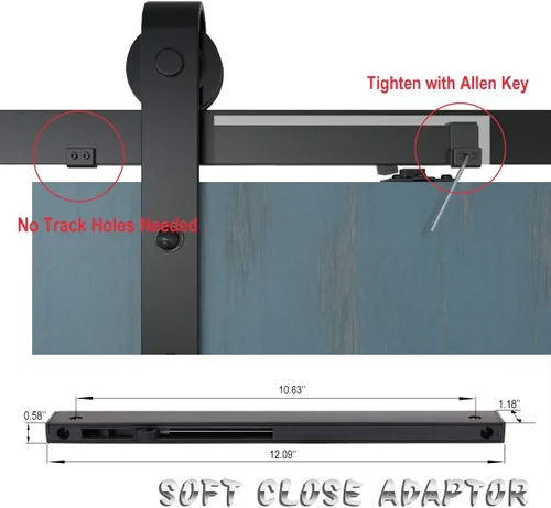 Vista 3 de Mecanismo de cierre suave de aleación de aluminio resistente para hardware de puerta de granero deslizante de bricolaje (Destroyer320)