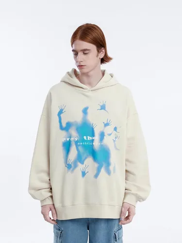 Vista 3 de Aelfric Eden Sudaderas con capucha con estampado vintage, sudadera casual de gran tamaño, manga larga, ropa urbana con capucha