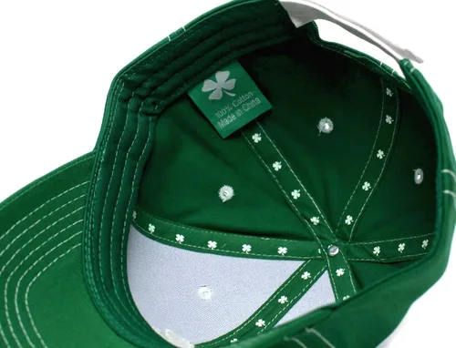 Vista 3 de Shamrock Clover Gorra bordada con diseño de hoja irlandesa de San Patricio, color verde