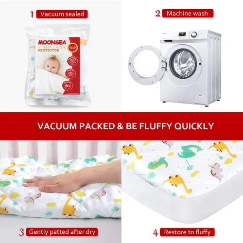 Vista 3 de Sábanas ajustables para Pack and Play, transpirables, gruesas, parque de juegos con estampado encantador 39"×27"×5", compatible con Graco Pack n