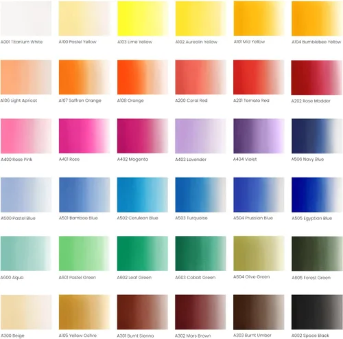 Vista 2 de ARTEZA Juego de pintura acrílica gouache, 36 colores en tubos de 0.7 fl oz, pinturas acrílicas mate opacas para ilustración, diseño, capas, lienzo