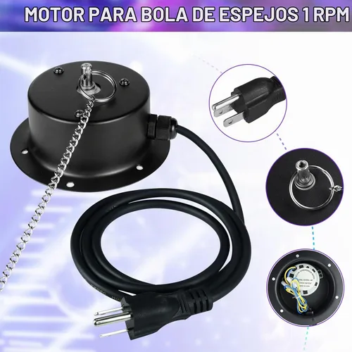 Vista 2 de Motor de bola de discoteca de velocidad lenta de 1 RPM, motor eléctrico rotador de bola de espejo resistente, admite bolas de 4" - 12" para DJ