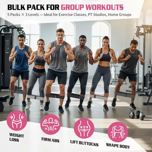 Vista 2 de 15 bandas de resistencia de tela para piernas, juego de bandas antideslizantes para entrenamiento, yoga, sentadillas y entrenamiento de cadera, 3