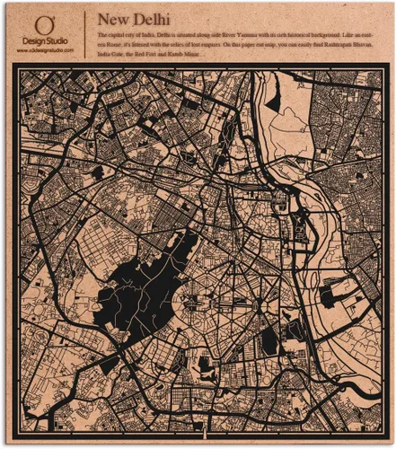 Vista 80 de O3 Design Studio Abu Dhabi - Mapa de corte de papel negro (12 x 12 pulgadas)
