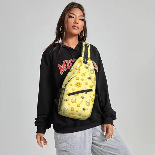 Vista 5 de Famame Mochila bandolera para el pecho, bolsa de hombro, gimnasio, ciclismo, viajes, senderismo, mochila para hombres y mujeres, Multicolor 34