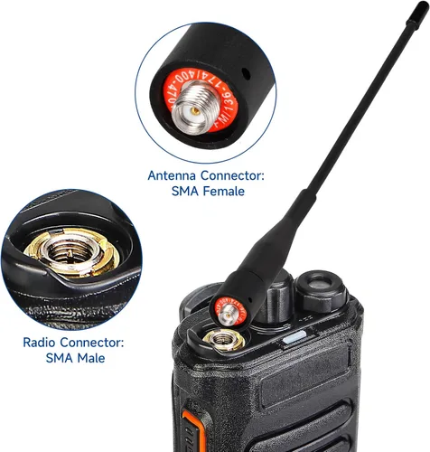 Vista 4 de Eightwood Antena de radio bidireccional de 6 pulgadas, VHF/UHF de doble banda SMA hembra flexible de mano antena de radio de mano 2