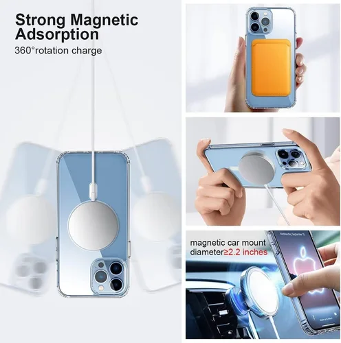 Vista 6 de Funda magnética transparente para iPhone 11 de 6.1 pulgadas, compatible con carga MagSafe, [antiamarilleo] [Ultra delgada]