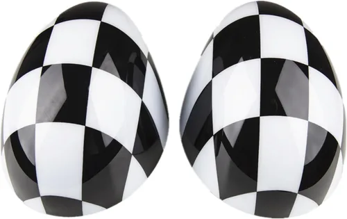 Vista 30 de Cubierta de espejo retrovisor lateral compatible con Mini Cooper R50-R53 DC01 Black Jack ABS - Tapa de espejo exterior adhesiva para Gen 1 R50 R53