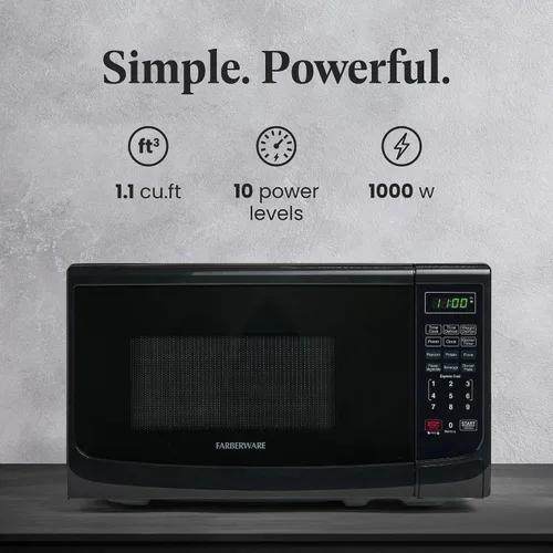 Vista 3 de Farberware Microondas para encimera de 700 vatios y microondas de encimera de 700 vatios, 0.7 pies cúbicos - Horno microondas con iluminación LED