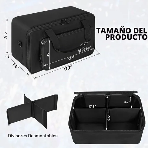 Vista 2 de IBVIVIC Bolsa para Focos de 4 Par 5/16' Pañalera Acolchada para Iluminación de Escenario con Separadores, Asa, Correas, Negra