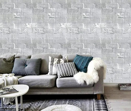 Vista 4 de H9252 - Papel tapiz con diseño de ladrillo para despegar y pegar, 17.7 pulgadas x 9.8 pies, papel de contacto autoadhesivo extraíble, impermeable