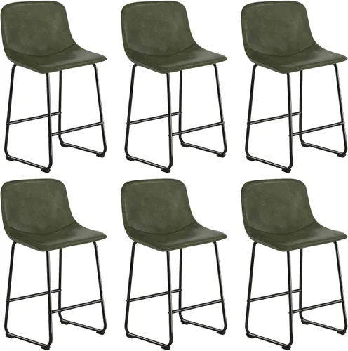 Vista 11 de TAVR Furniture Leathaire - Juego de 2 taburetes de tela con altura de mostrador, sillas de isla sin brazos, con capacidad para hasta 500 libras