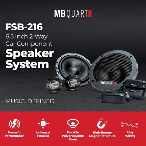Vista 2 de MB Quart FSB216 Sistema de Altavoces de Componentes Formula (Negro, Par) – Sistema de Altavoces de Componentes de 6.5 Pulgadas, 70 Vatios, Audio